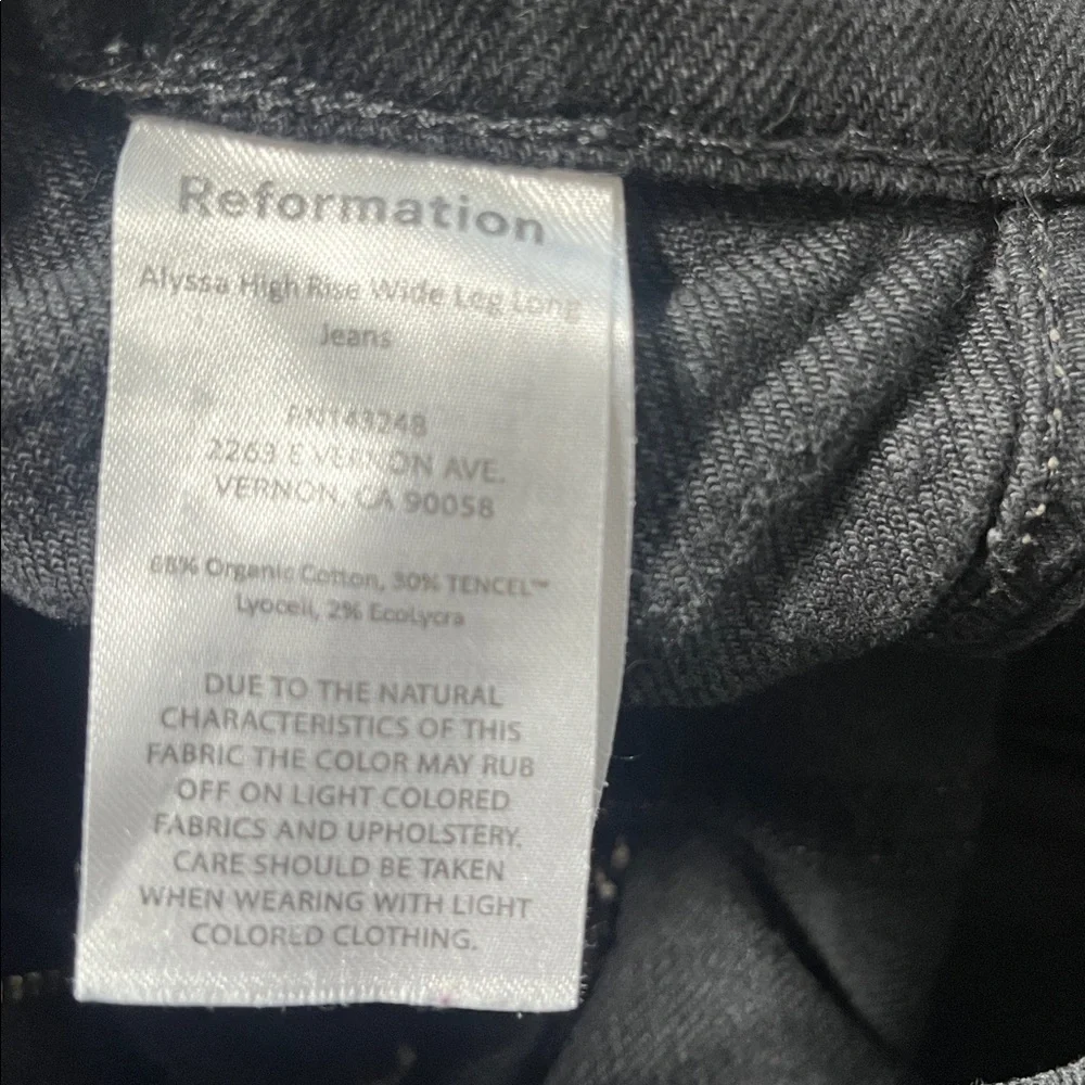 Reformation Alyssa High Rise Wide leg Black Jeans 29 - Picture 7 of 10